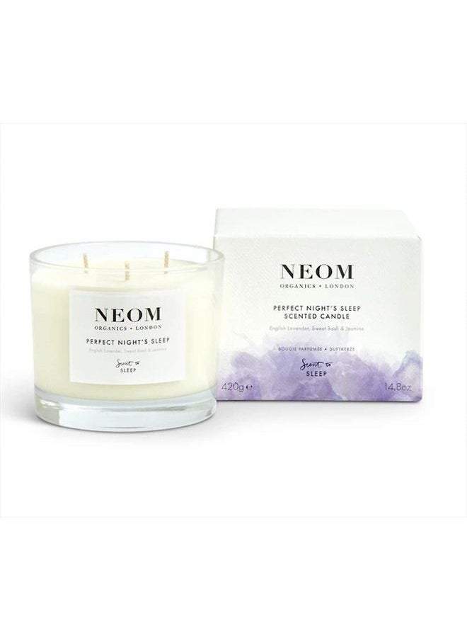NEOM - NEOM Lavender, Jasmine & Basil Candle, 3 Wick | Scent to Sleep | Essential Oil Aromatherapy Candle | 100% Natural Fragrance - Image 1