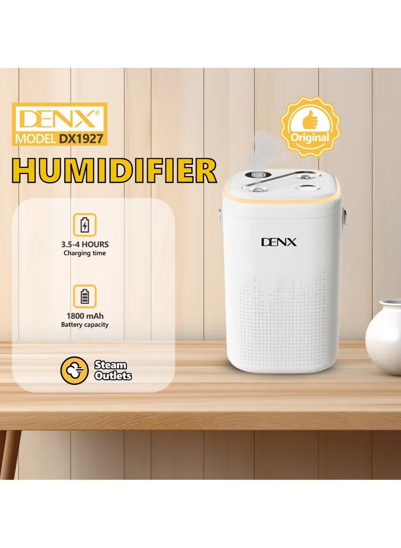 Denx 1.3L Air Humidifier with 1800mAh Rechargeable Battery, Type-C Charging, Ultrasonic Mist, Air Purifier & Aroma Diffuser, Quiet Operation for Home, Office & Bedroom - Image 4