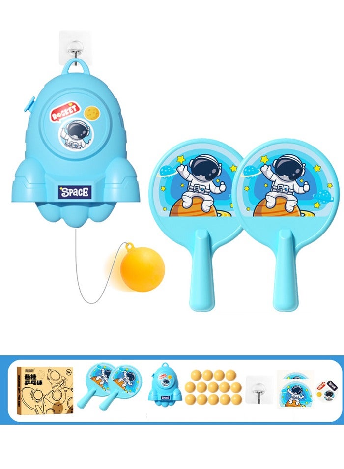 Indoor Hanging Table Tennis for Kids, Portable Table Tennis Trainer, Table Tennis Parent-Child Interactive Game Toy Exerciser, Hanging Pingpong Balls Training Sparring Device, Outer Space Theme - Image 1