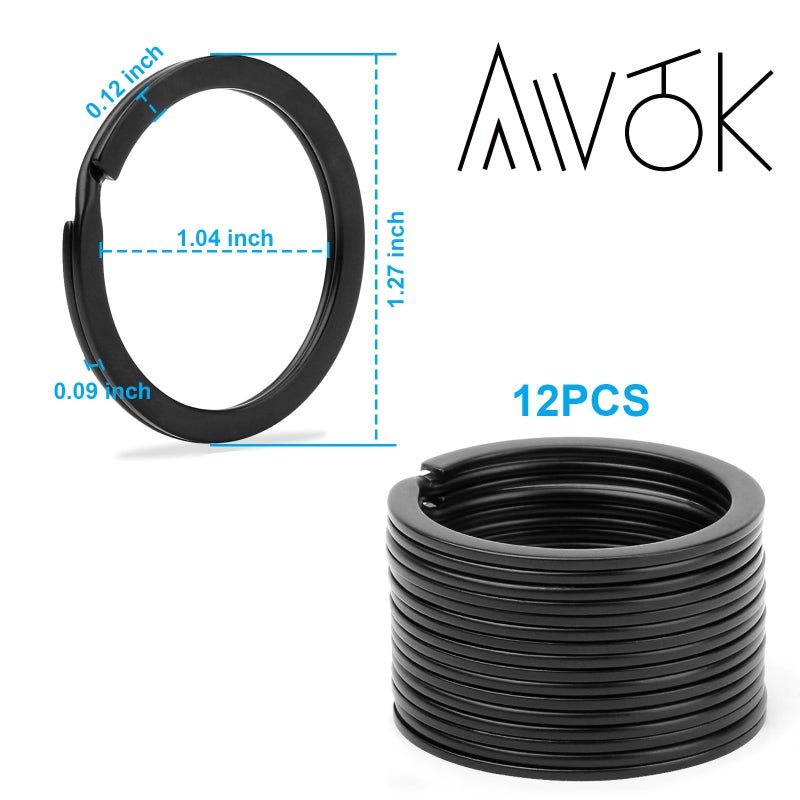 AWTOK 32mm Black Split Key Ring, Flat Key Ring, Split Ring, Black O Ring for Car Keys, for Home Key (12pcs) - Image 4