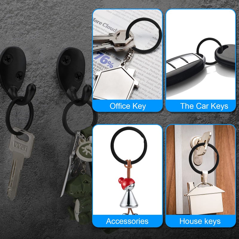 AWTOK 32mm Black Split Key Ring, Flat Key Ring, Split Ring, Black O Ring for Car Keys, for Home Key (12pcs) - Image 3