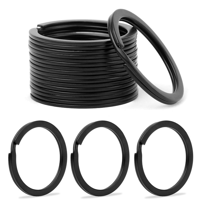 AWTOK 32mm Black Split Key Ring, Flat Key Ring, Split Ring, Black O Ring for Car Keys, for Home Key (12pcs) - Image 1
