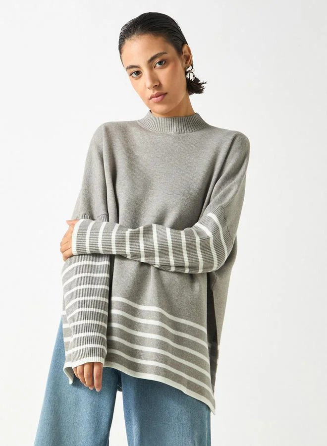 2Xtremz 2Xtremz Stripe Detail Pullover with High Neck