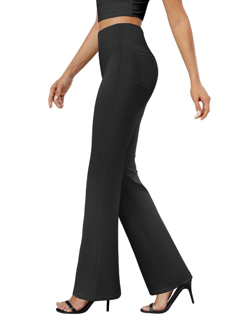 DLOODA Womens Bootcut Dress Pants Business Casual Work Pants with Pockets High Waist Stretchy Trousers Pull On Office Slacks Black - Image 1