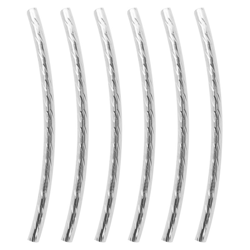 200Pcs Curved Noodle Tube Spacer Beads Long Sleek Twist DIY Jewelry Making AccessoriesSilver - Image 4