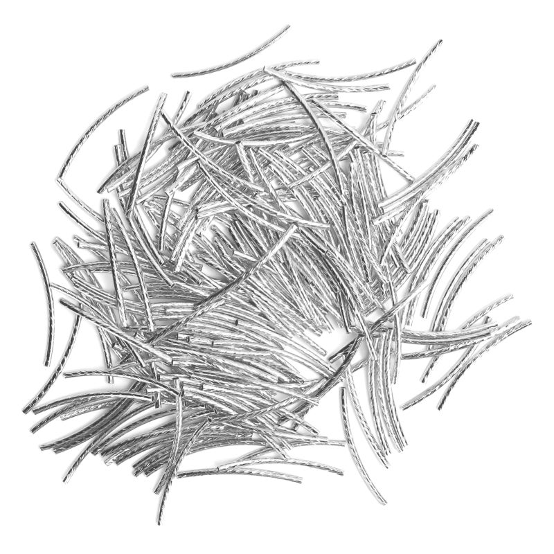 200Pcs Curved Noodle Tube Spacer Beads Long Sleek Twist DIY Jewelry Making AccessoriesSilver - Image 1