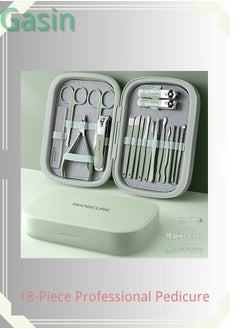 Gasin 18-Piece Professional Pedicure And Nail Clipper Manicure Tool- German quality- Kit Green  - Image 1