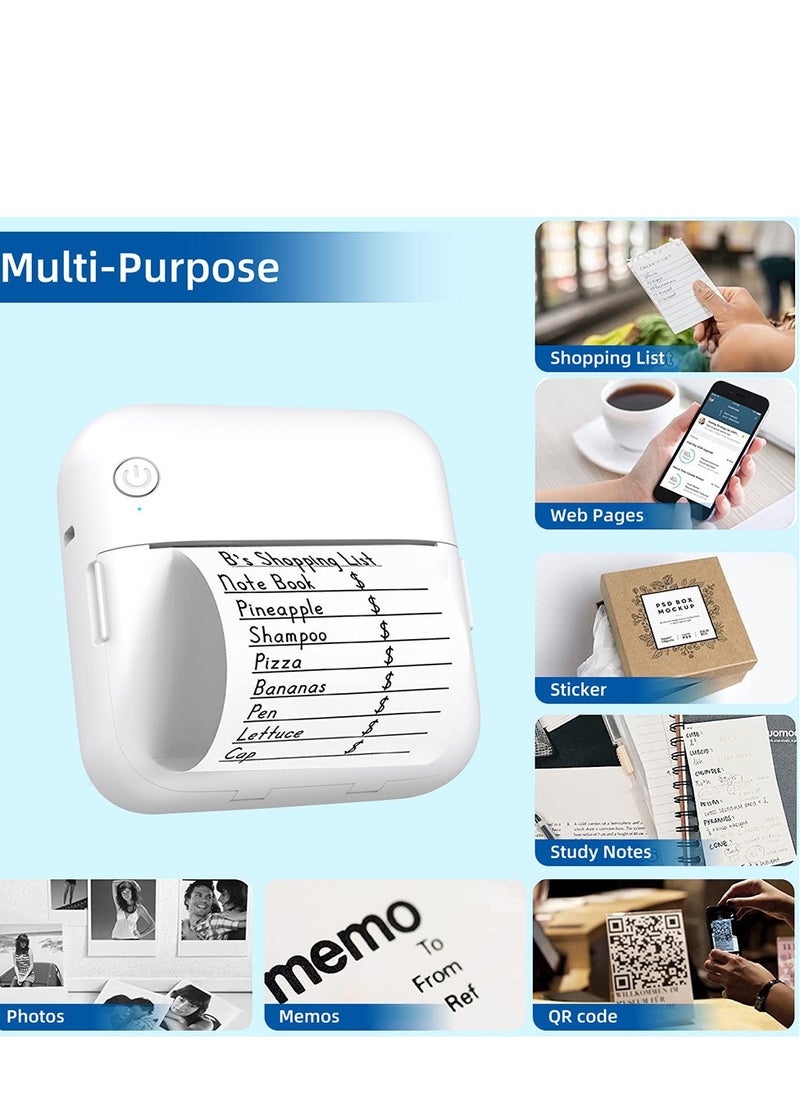Furtey Portable Printer, Mini Pocket Wireless Bluetooth Thermal Printers, Household use lnkless Thermal Sticker Printer, Compatible with Android, iOS Inkless Printing Label Photo Notes Study Home Office  - Image 1