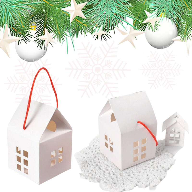 Han Sheng 30 Pcs House Shaped Candy Boxes Gift Boxes Wedding Favor Boxes Candy Storage Boxes Packing Boxes Decoration For Wedding Christmas Birthday Party Ornament Container (White) - Image 3