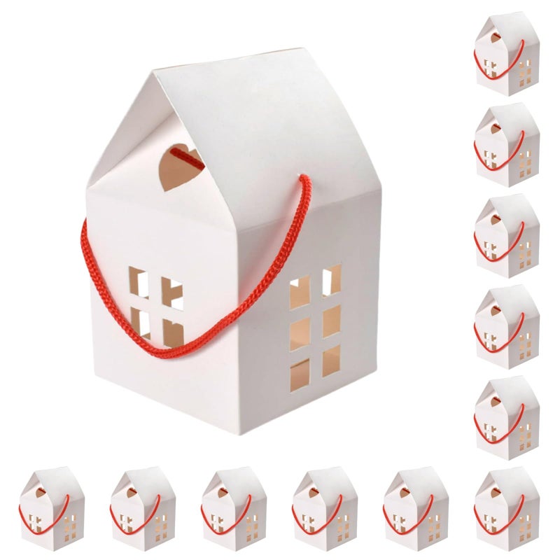 Han Sheng 30 Pcs House Shaped Candy Boxes Gift Boxes Wedding Favor Boxes Candy Storage Boxes Packing Boxes Decoration For Wedding Christmas Birthday Party Ornament Container (White) - Image 1