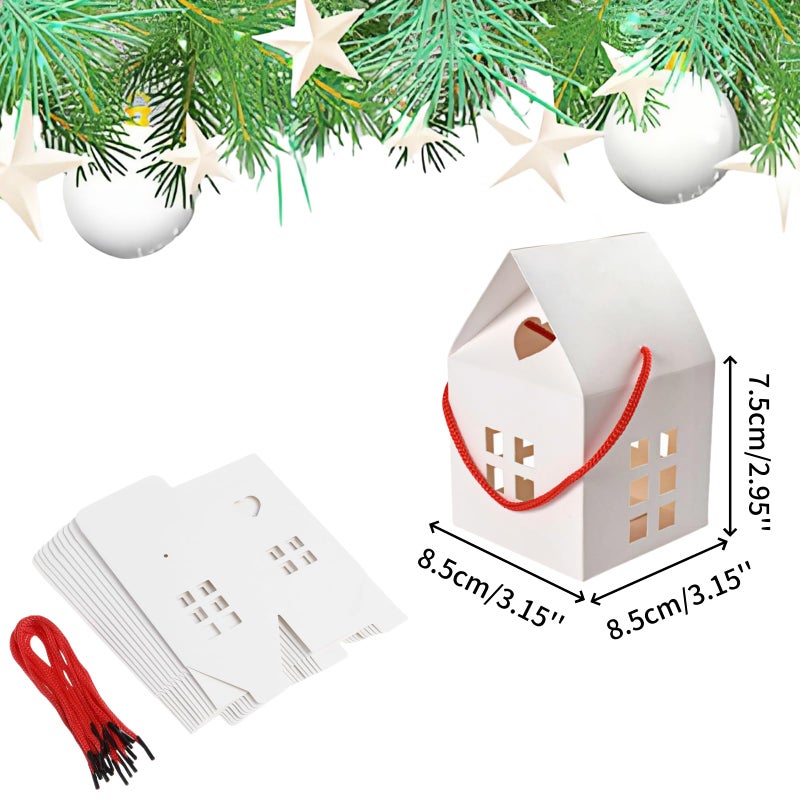 Han Sheng 30 Pcs House Shaped Candy Boxes Gift Boxes Wedding Favor Boxes Candy Storage Boxes Packing Boxes Decoration For Wedding Christmas Birthday Party Ornament Container (White) - Image 2