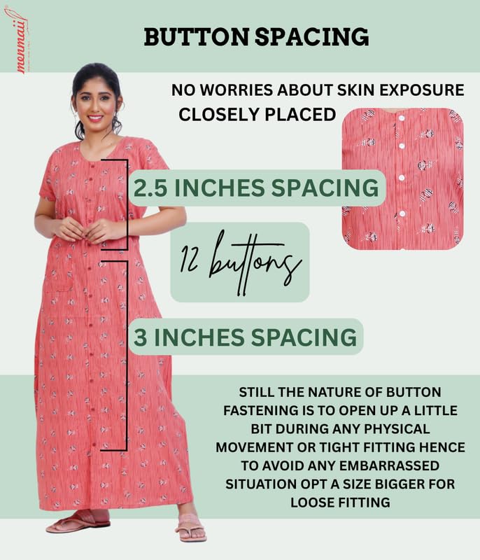 MENMAII Full Length [L-4XL] - Women's Full Open/Front Buttoned Multipurpose Nighty for Pregnancy/Elderly/Patient/Feeding/Hospital Purpose Nighty [a Kind of Adaptive Clothing] -[Clay_3XL] - Image 2