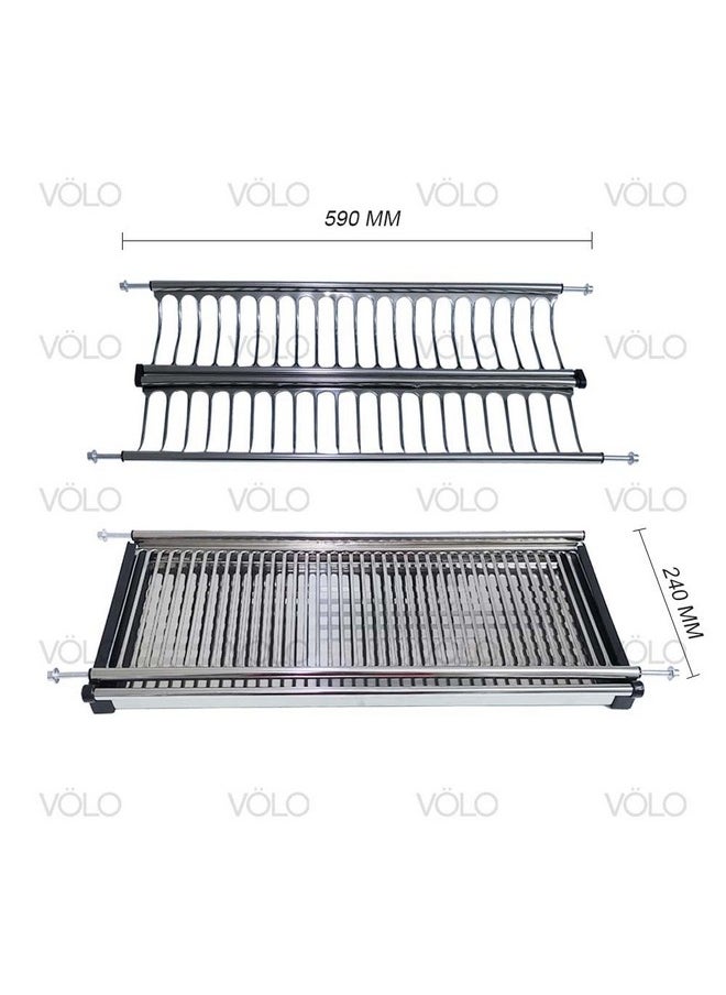 Volo - VOLO Stainless Steel Dish Plate Rack Drainer for Kitchen, Cabinet Width GTPT 60cm (600 mm) X 10 Inch, Set of 3pcs - Image 1