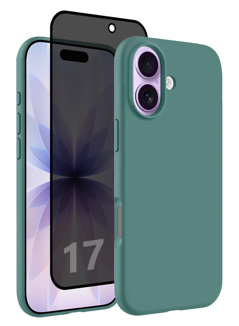 CATANES 2 Packs Silicone Protective Phone Case for iPhone 17 - Soft Anti-Scratch Microfiber Lining Ultra Slim Drop Protection Phone Cover with Privacy Screen Protector - Cactus Green - Image 1