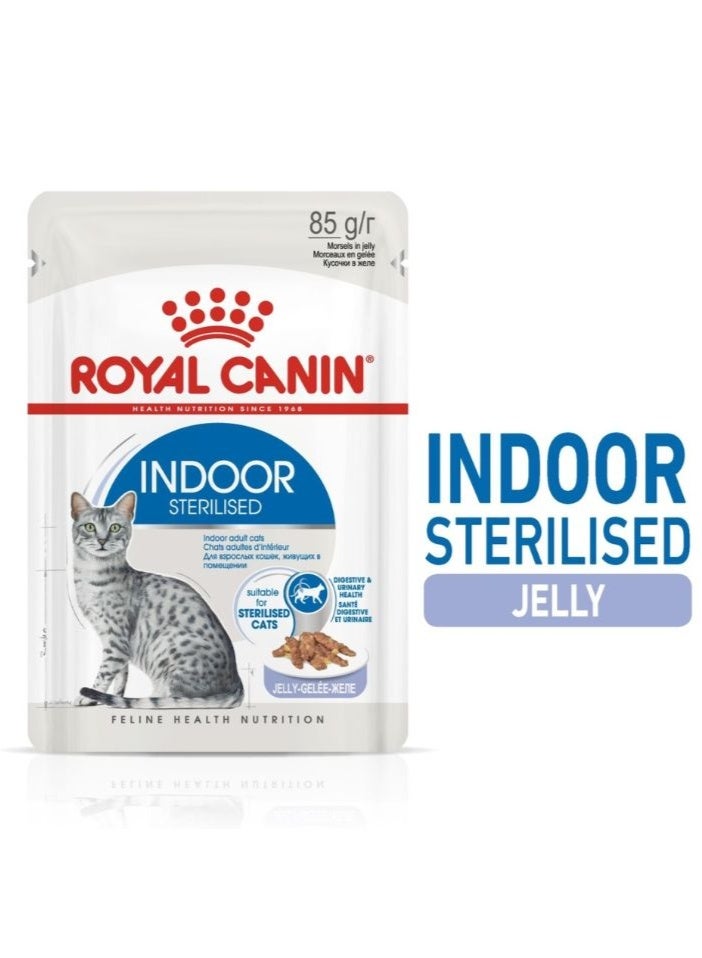 ROYAL CANIN Feline Health Nutrition Indoor Jelly (WET FOOD - Pouches) 12 x 85g - Image 1