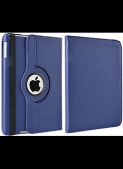 LEATHER 360 DEGREE ROTATING CASE COVER STAND FOR APPLE iPAD AIR 5 DARK BLUE