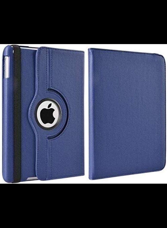 AWH - LEATHER 360 DEGREE ROTATING CASE COVER STAND FOR APPLE iPAD AIR 5 DARK BLUE - Image 1
