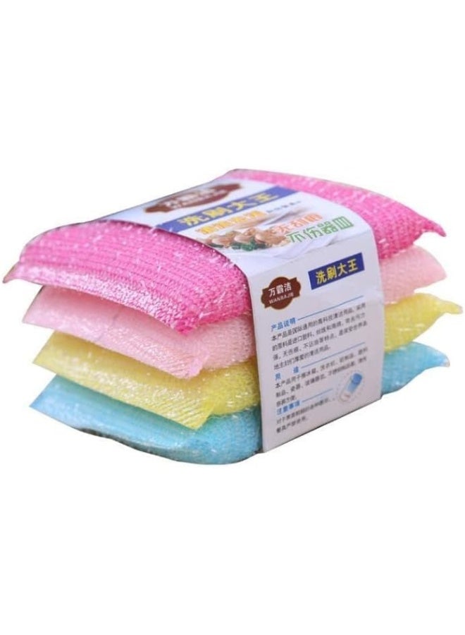 SAQOWARE Alsaqer Cleaning Wool Sponge 4-Pieces Set for Dishwash and Surfaces, Assorted - Image 4