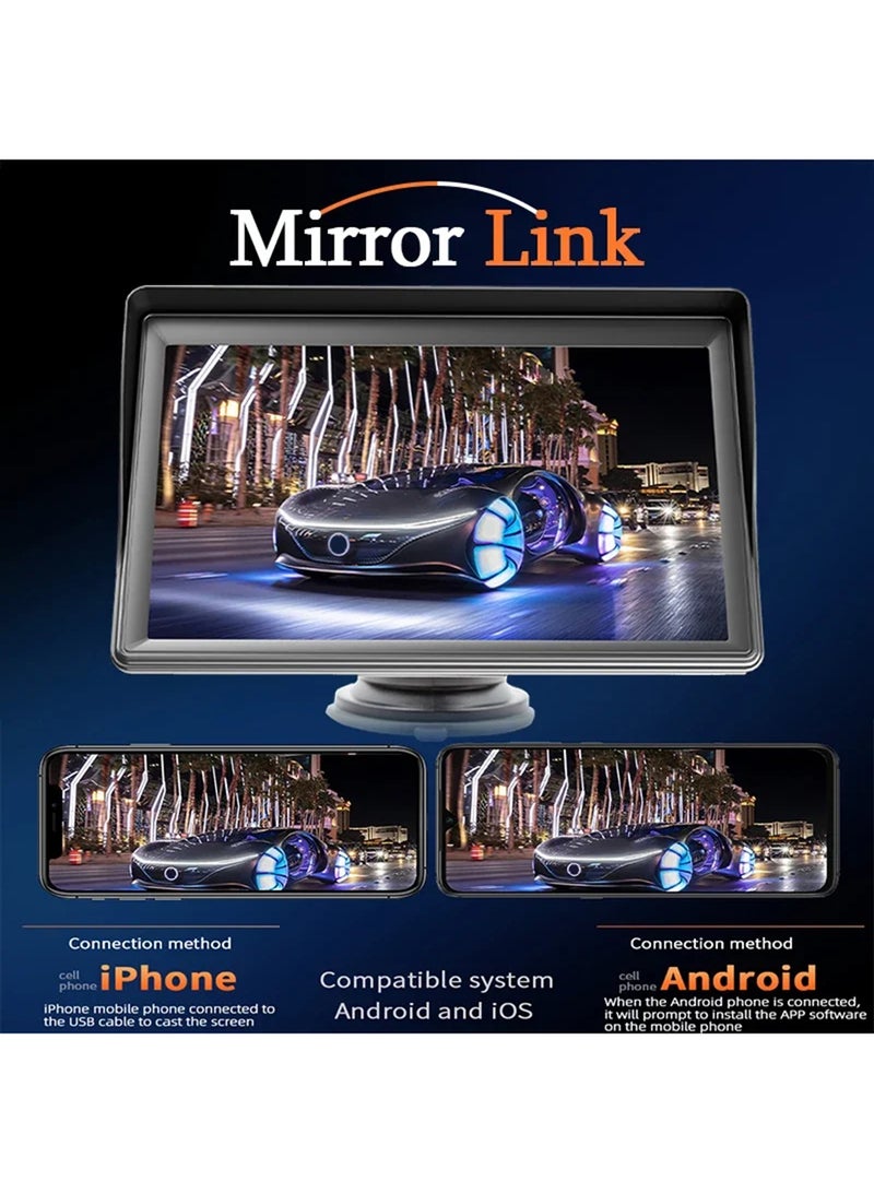 EzzySo Wireless CarPlay with 7 Inch Screen, Supports Apple CarPlay and Android Auto, Touch Screen Car MP5 Player Car Audio - WiFi, Bluetooth, FM, Car Portable Console Adapter, Link FM Transmitter AUX Output USB TF - Image 3