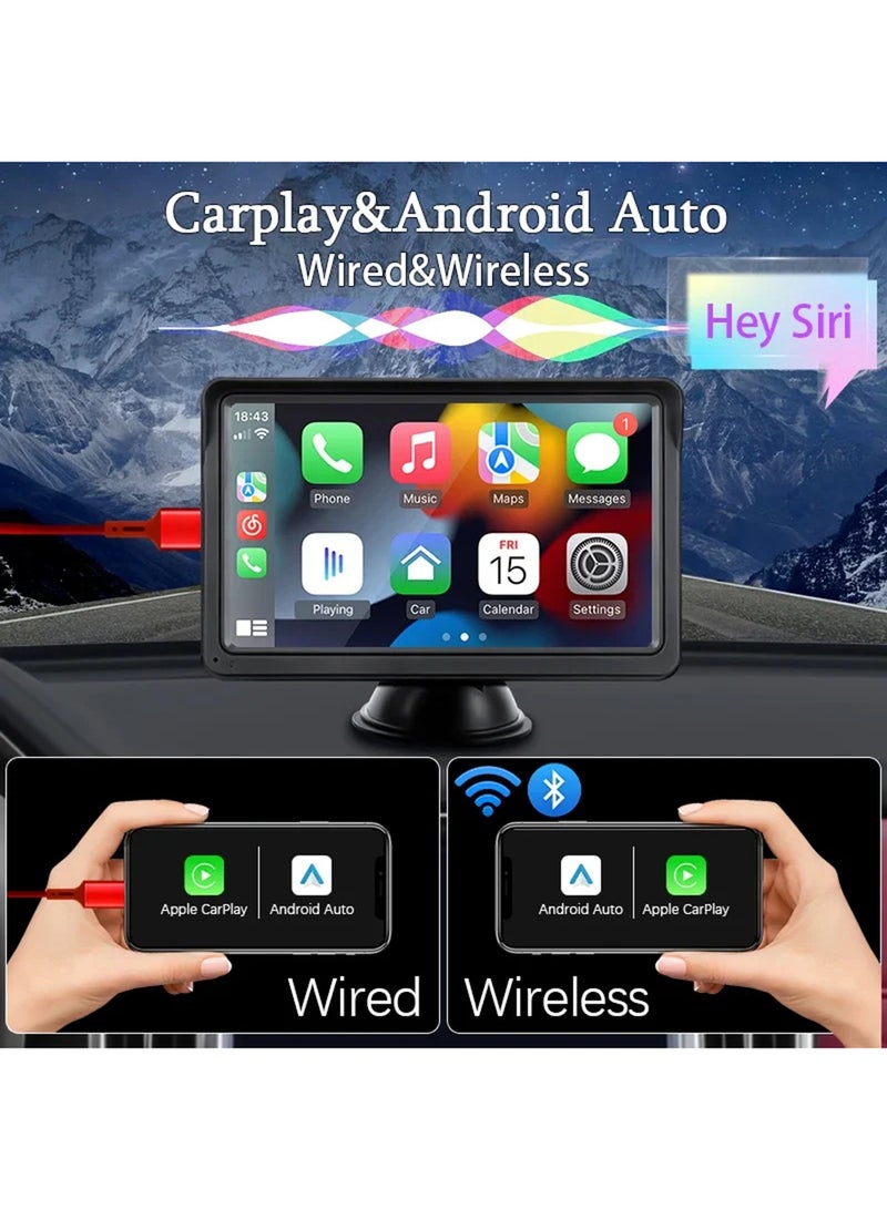 EzzySo Wireless CarPlay with 7 Inch Screen, Supports Apple CarPlay and Android Auto, Touch Screen Car MP5 Player Car Audio - WiFi, Bluetooth, FM, Car Portable Console Adapter, Link FM Transmitter AUX Output USB TF - Image 2