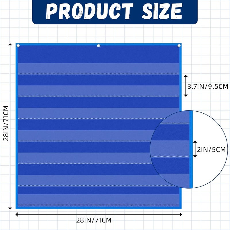 Gilprop 4 Pack 28" x 28" Standard Pocket Chart for Classroom, 7 Clear Calendar Pocket Chart for Homeschool Teaching Supplies for Word, Sentence, Cards, Calendar, Daily Schedule(Blue) - Image 2