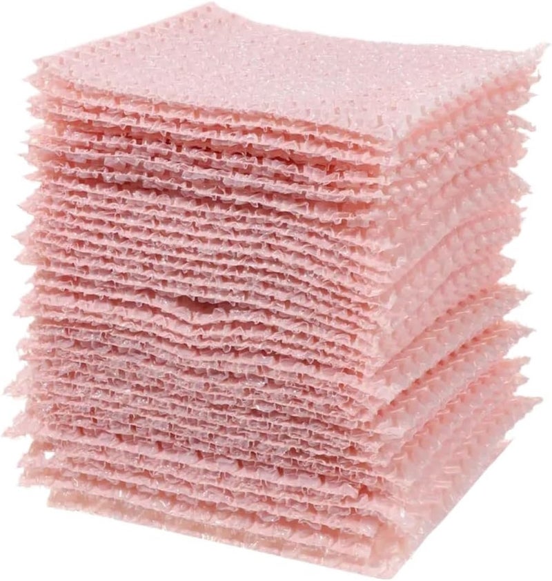 300-600Pcs Plastic Color Protective Wrap Envelope Bubble Foam Packing Bags PE Clear Shockproof Bag Double Film Cushioning(Red,300pcs,10x15cm) - Image 1
