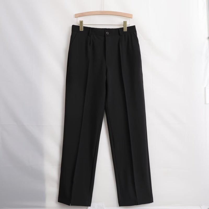 2024 Front Slit Mop Pants Draping Youth Loose Casual Pants Straight Small Suit Pants - Image 3