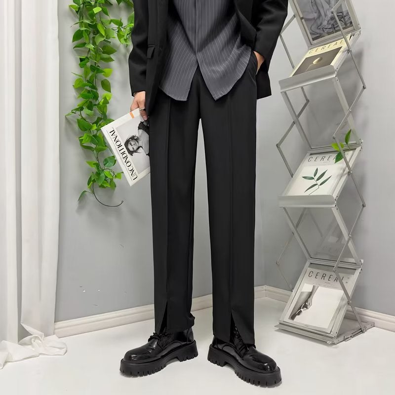 2024 Front Slit Mop Pants Draping Youth Loose Casual Pants Straight Small Suit Pants - Image 2