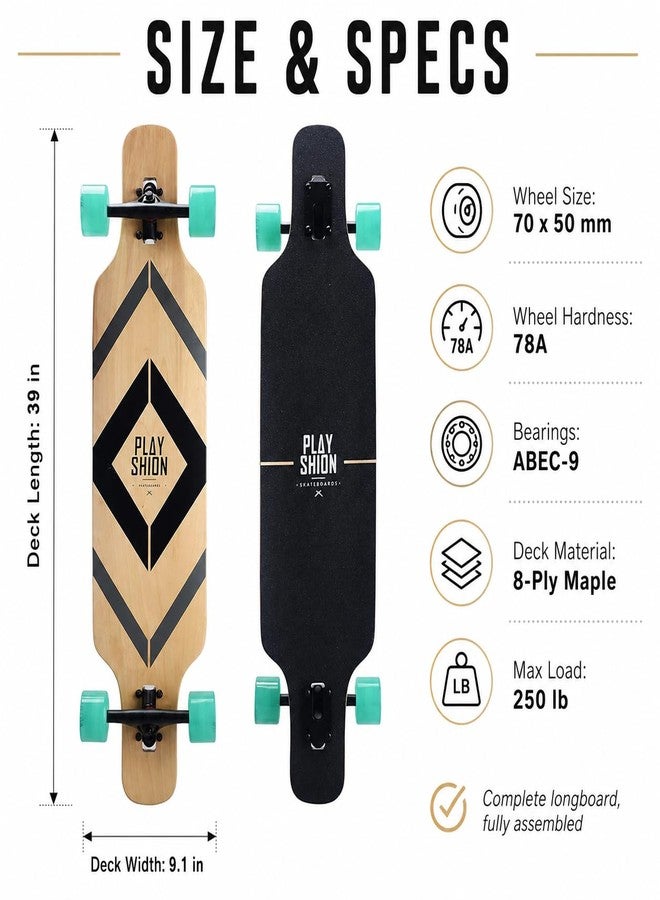 Playshion 39 Inch Drop Through Longboard Skateboard for Beginners,Black - Image 5