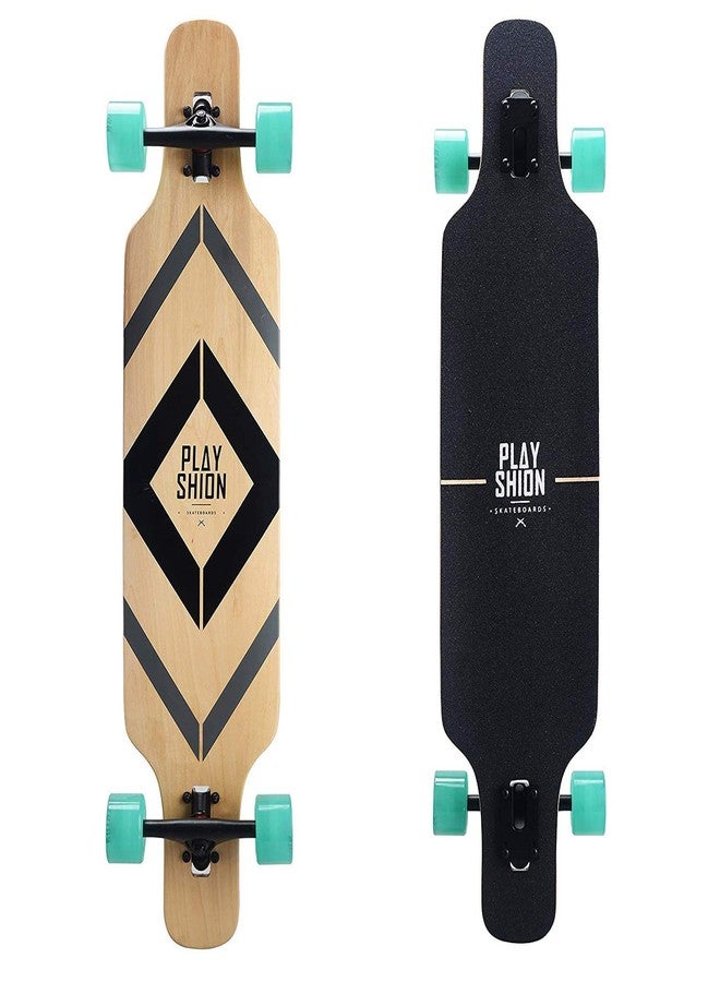 Playshion 39 Inch Drop Through Longboard Skateboard for Beginners,Black - Image 1