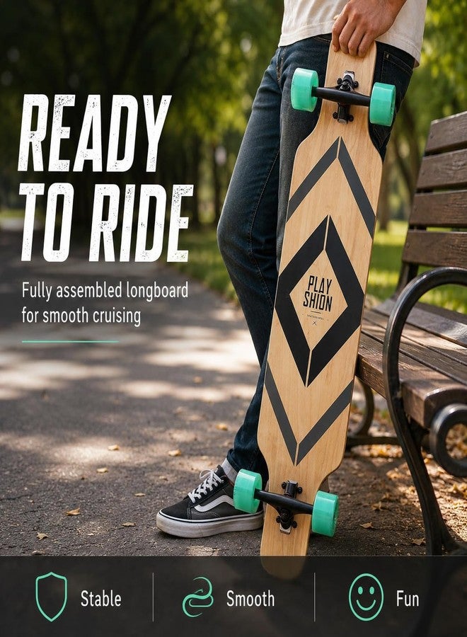 Playshion 39 Inch Drop Through Longboard Skateboard for Beginners,Black - Image 2
