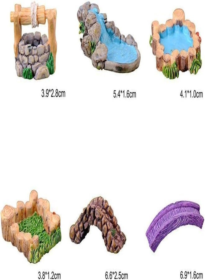 SelHeng Blue DIY Miniature Water Pool Fairy Garden Decor - Antique European Manor Style Mini Pond Landscape Ornament for Dollhouse Village and Outdoor Crafts - Image 5