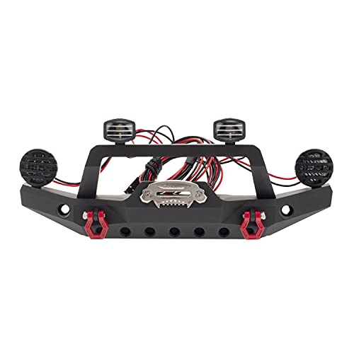 Treehobby Aluminium Alloy AntiCollision FrontRear Bumper Protective Bar with LED Lights Compatible with Axial SCX10 90046 TRX4 SCX10 iii AX103007 110 RC Crawler Car Upgrade Parts Front Bumper - Image 1