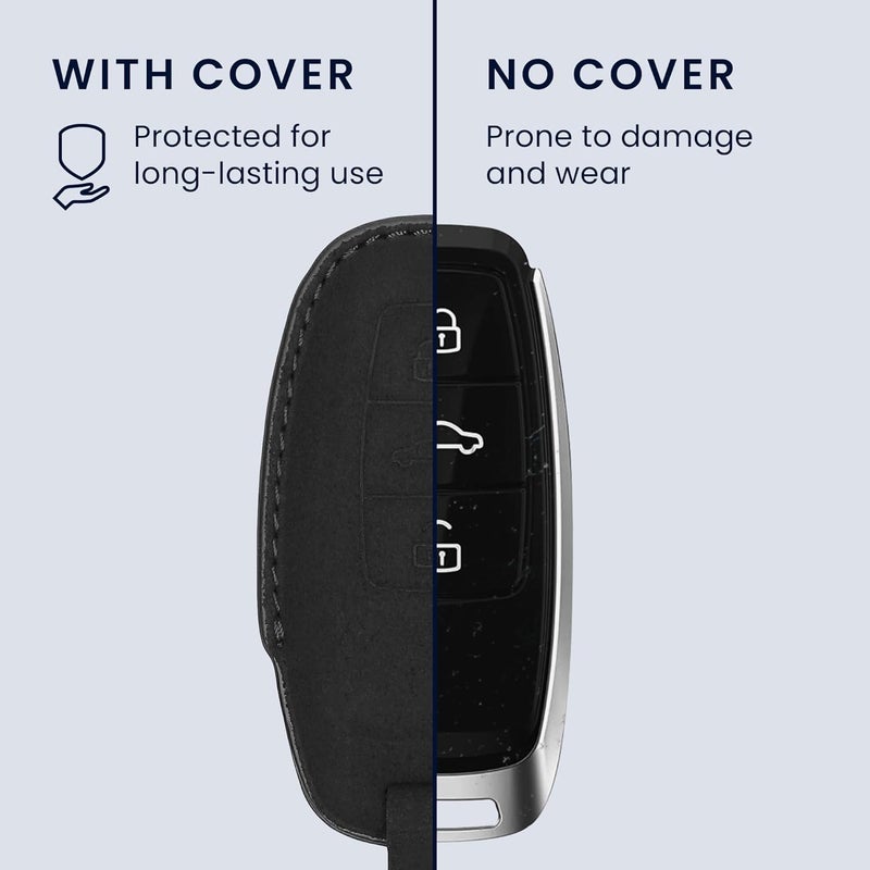 kwmobile Audi 3-Button Key Case for A6 A7 A8 Q7 Q8 - Black Matte PU Leather - Image 4