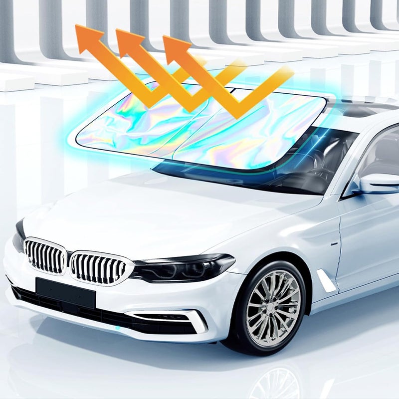 XUDUOO Car Windscreen Sun Shade - 145x80cm Foldable Front Windshield Sunshade Reflective UV Dust Protector - Image 2