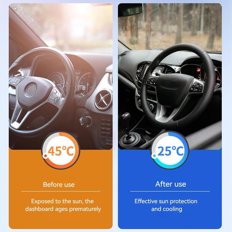 XUDUOO Car Windscreen Sun Shade - 145x80cm Foldable Front Windshield Sunshade Reflective UV Dust Protector - Image 4