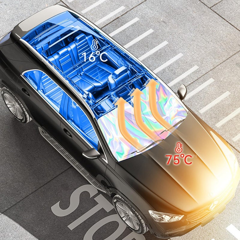 XUDUOO Car Windscreen Sun Shade - 145x80cm Foldable Front Windshield Sunshade Reflective UV Dust Protector - Image 5