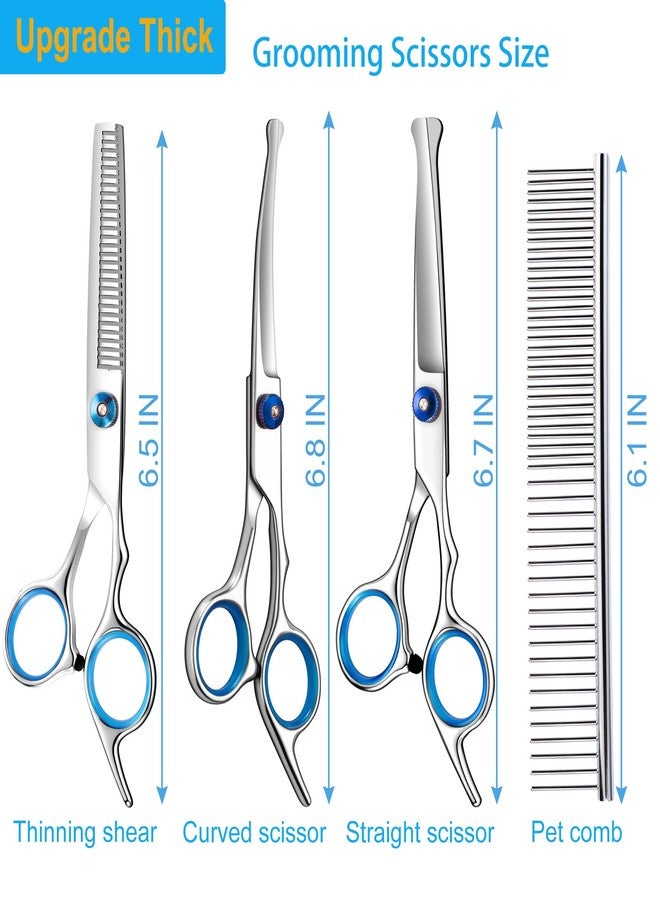 lengnoyp 5 in 1 Upgraded Thicken Dog Grooming Scissors, Professional Dog Scissors for Grooming with Safety Round Tips, Lengnoyp Stainless Steel Thinning Shears, Pet Cat Shears for Grooming Kit - Image 2