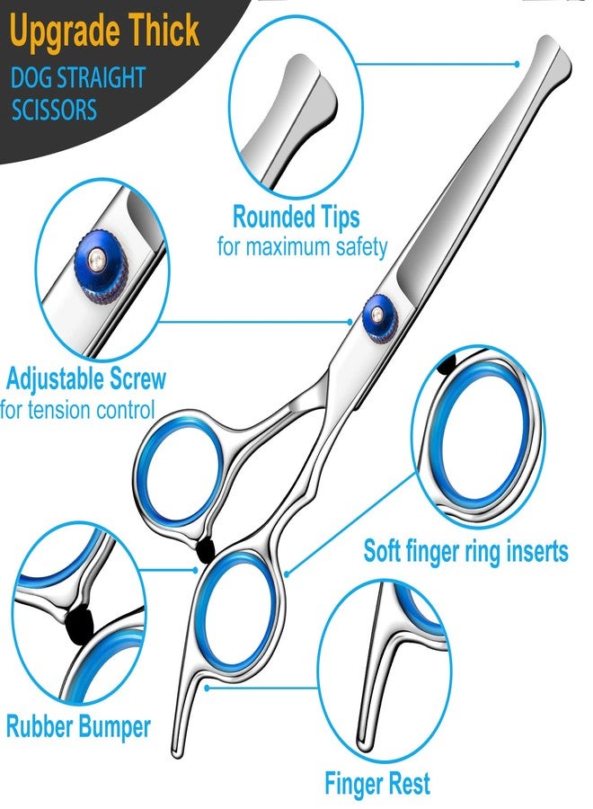lengnoyp 5 in 1 Upgraded Thicken Dog Grooming Scissors, Professional Dog Scissors for Grooming with Safety Round Tips, Lengnoyp Stainless Steel Thinning Shears, Pet Cat Shears for Grooming Kit - Image 3