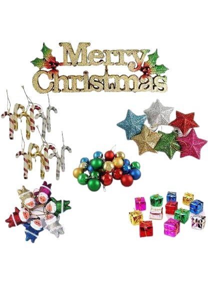 Lazybeee LAZYBEEE Beautiful 54 Pcs Mini Christmas Tree Decoration Ornaments Set for Tree Decorations Christmas Decorations Items Color Design May Vary 