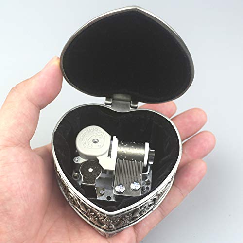 ROSIKING Heart-shaped Emboss Alloy Metal Music Box Wind Up Antique Jewelry Musical Boxes Christmas Birthday Valentine's Day Gifts Plays You are My Sunshine - Image 2