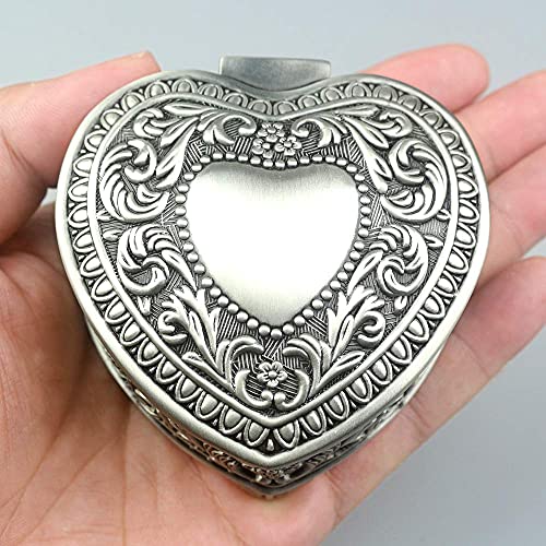 ROSIKING Heart-shaped Emboss Alloy Metal Music Box Wind Up Antique Jewelry Musical Boxes Christmas Birthday Valentine's Day Gifts Plays You are My Sunshine - Image 1
