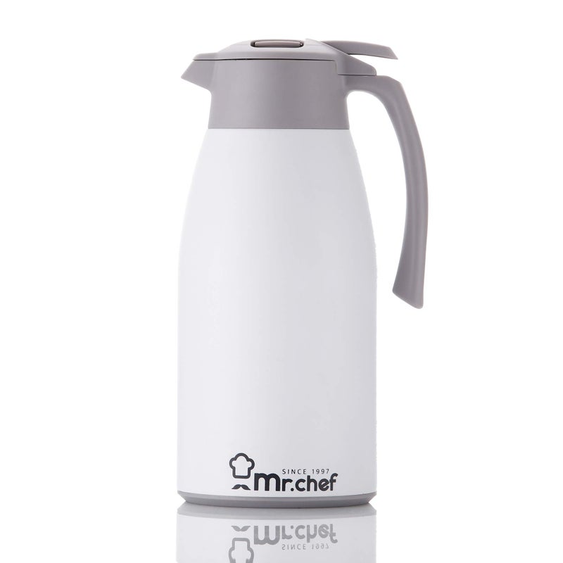 SINCE 1997 MR. CHEF SINCE 1997 MRCHEF 68Oz Thermal Coffee Carafe Insulated Stainless Steel Coffee Carafes for Keeping HotDouble Walled Vacuum Coffee Carafe White 2L 