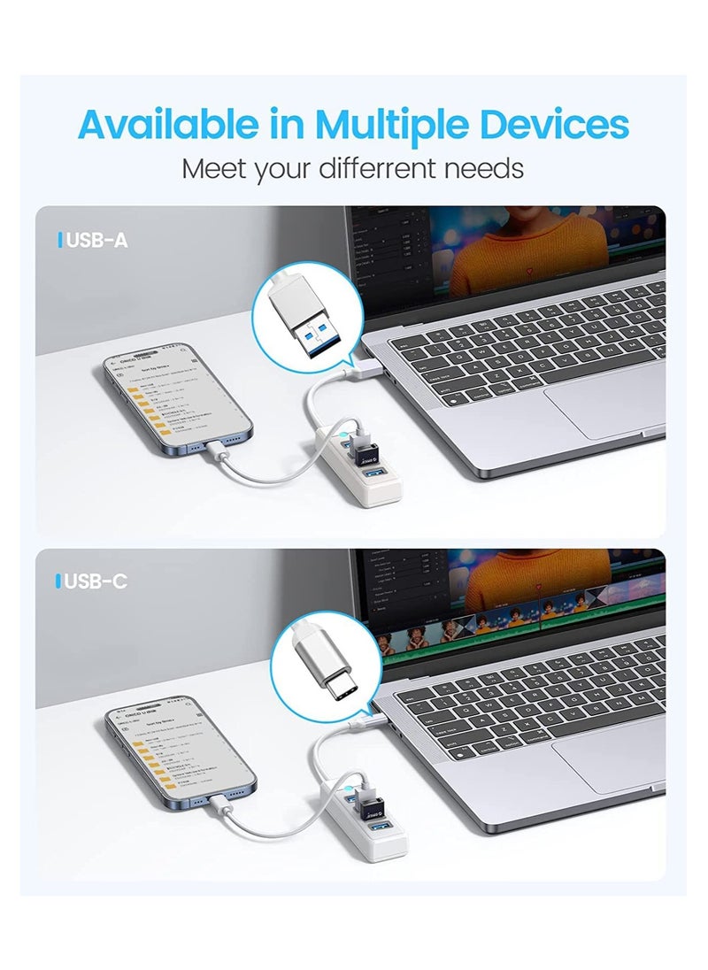 SYOSI - USB C Hub 4 Ports USB 3.1 Type C to USB 3.0 Hub Adapter, USB Splitter for Laptop, Mobile Phone, Tablet with 0.5ft Cable, Compatible with Mac OS 10.X and Above, Linux, Android-White - Image 1