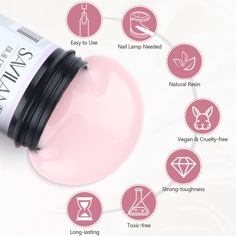 SAVILAND 100 G Builder Nail Gel - 3.5 oz Light Pink Hard Gel for Extension Nail Art Manicure Starter for Professional Nails Salon Home DIY - Image 5