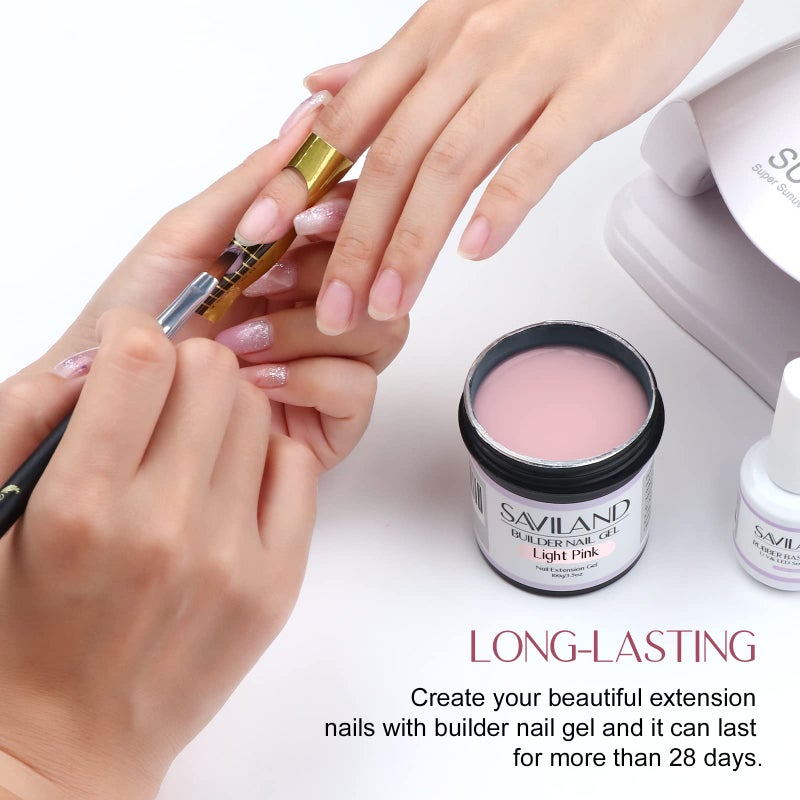 SAVILAND 100 G Builder Nail Gel - 3.5 oz Light Pink Hard Gel for Extension Nail Art Manicure Starter for Professional Nails Salon Home DIY - Image 4