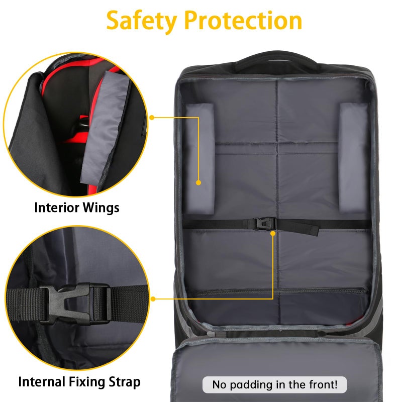 YOREPEK Padded Car Seat Travel Bag Backpack for Airplane, Heavy Duty Car Seat Bags for Air Travel, Carseat Cover for Airplane Travel with Shoulder Strap, Car Seats Carrier for Airport, Black - Image 4