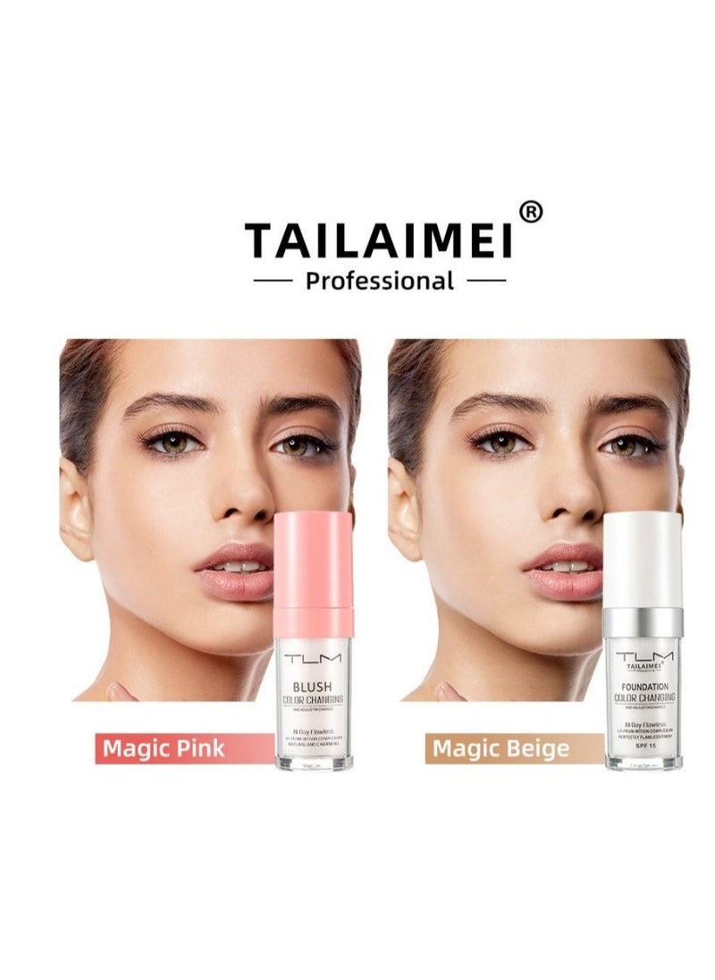 TLM - TLM Colour Changing Foundation for Different Skin Tone，TLM Concealer Cover Cream，BB Cream Makeup Moisturizing Fluid ， All Day Flawless Color Changing Blush, Temperature Changing Liquid Blush ﻿ - Image 1