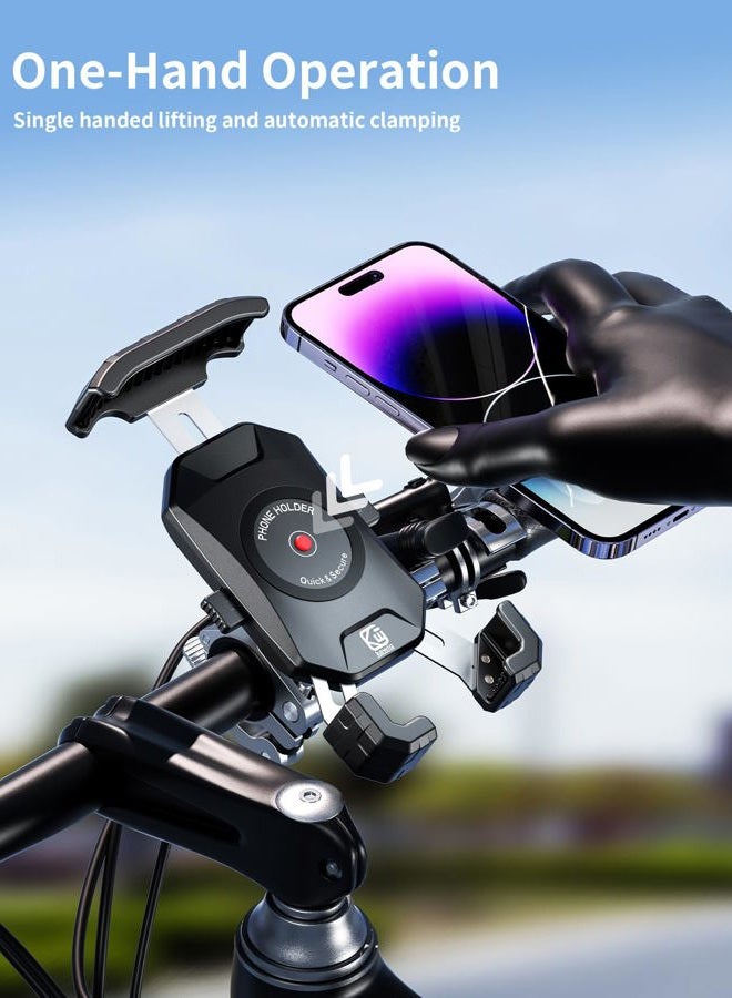Kewig Bike Phone Mount Holder, Motorcycle Phone Mount [1s Lock] [One Hand Operation], Bicycle Scooter Handlebar Cradle Clip for iPhone 16 Pro Max/Plus,15 14 13 Mini and 4.0-7" Phone - Image 2