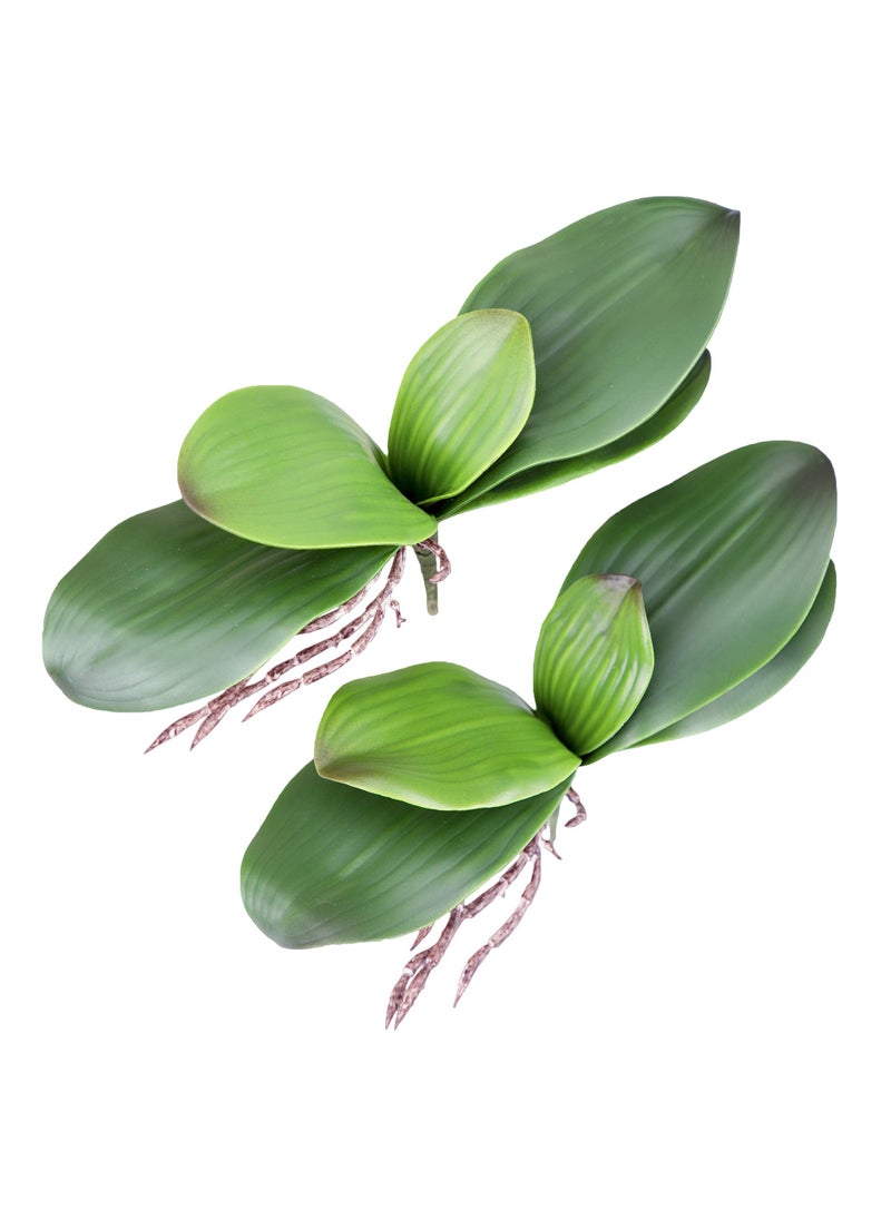 Fnize Fnize Orchid Leaves Artificial Phalaenopsis Stems Leaf Faux Cymbidium Flower Foliage Green Real Touch Latex Bulk 8 Inches 2pcs 